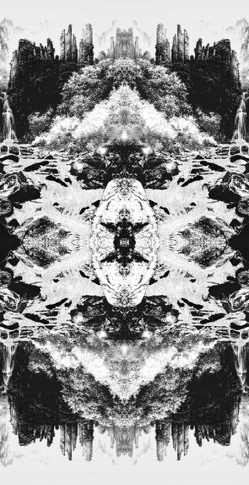 411661-大牌山水画樱花开数码印花