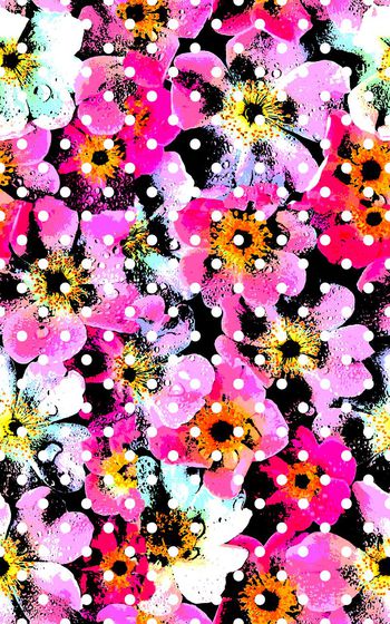 411742-波点圆点水滴版画艺术花卉春夏女装休