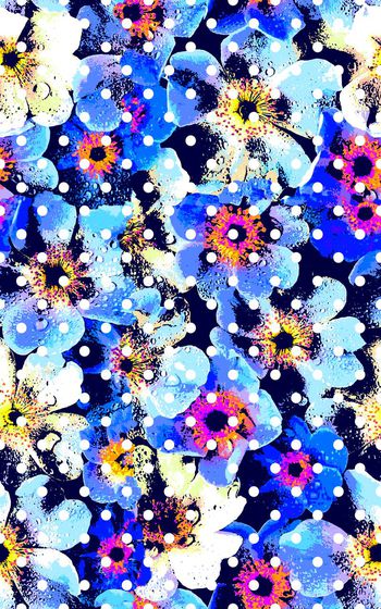 411743-波点圆点水滴版画艺术花卉春夏女装休