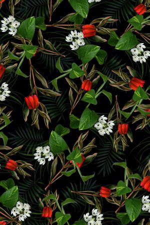 手绘花卉印花华亿平台图片