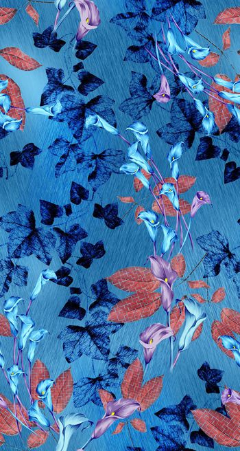 411794-抽象拉丝纤维 叶子 花卉 服装