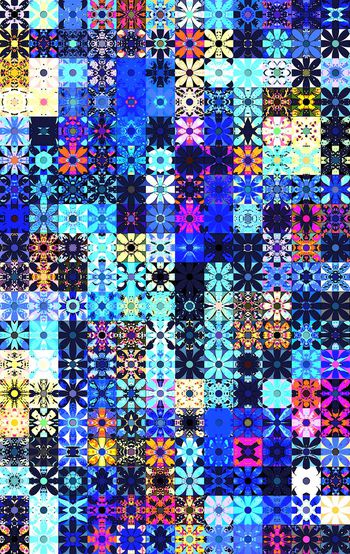 411830-斑扣颓废复古几何拼接花卉男装女装