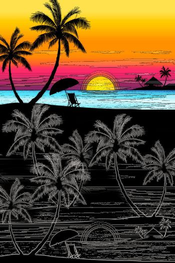 411839-简约时尚热带度假椰树风景风光女装男