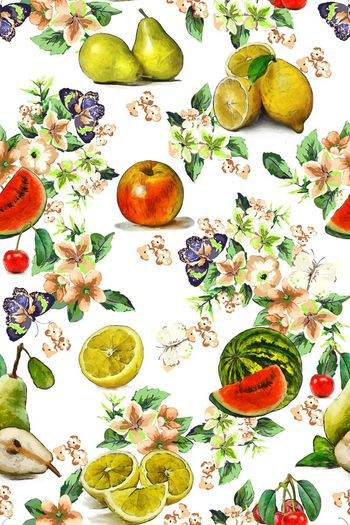 412395-田园风水彩水果百香果花花卉春夏女装