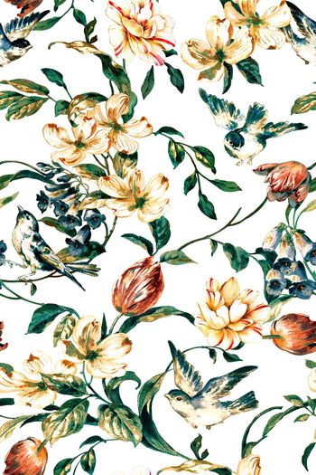 412651-手绘花卉燕子