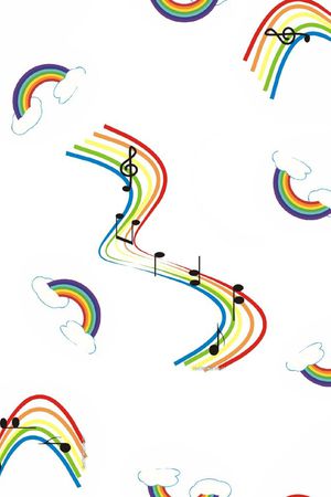 彩虹条纹云朵印花华亿平台图片