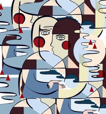 412787-抽象色块女人头像