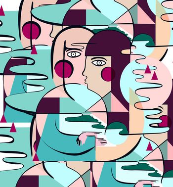 412788-抽象色块女人头像