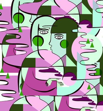 412789-抽象色块女人头像