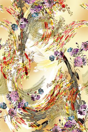 抽象花卉印花华亿平台图片