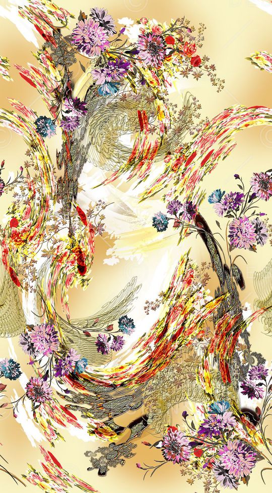 抽象花卉印花华亿平台图片