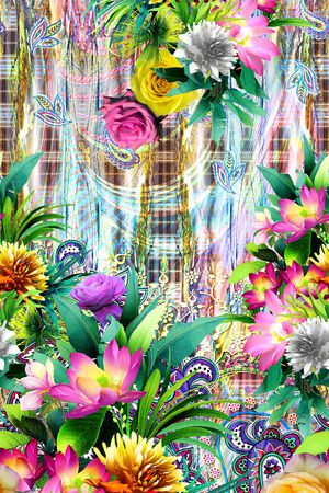 热带花卉印花华亿平台图片