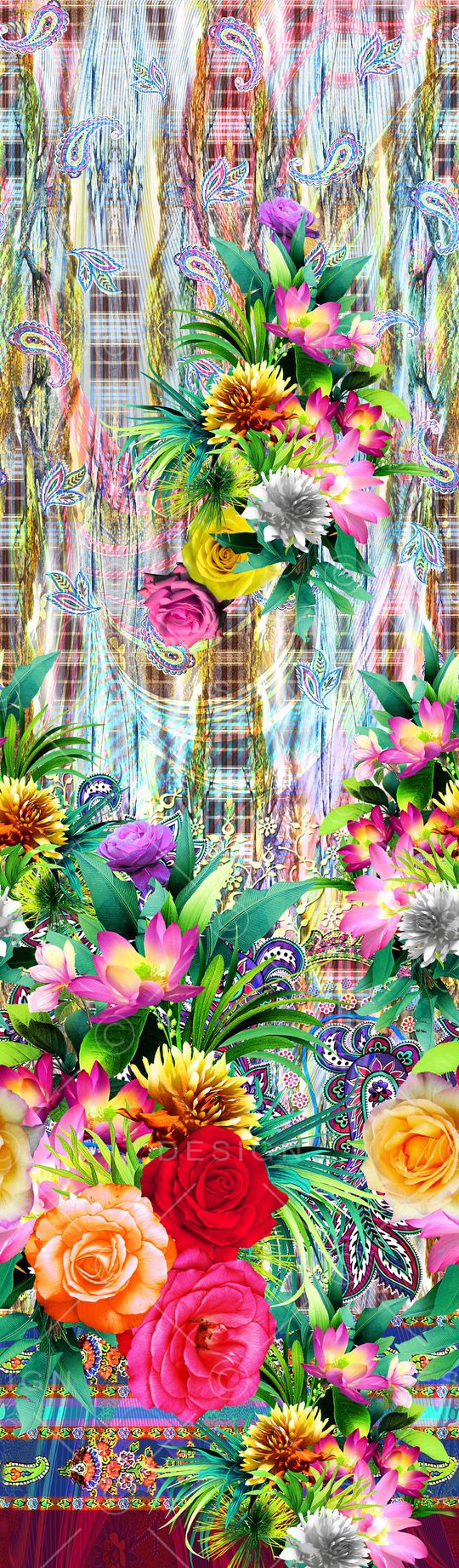 热带花卉印花华亿平台图片