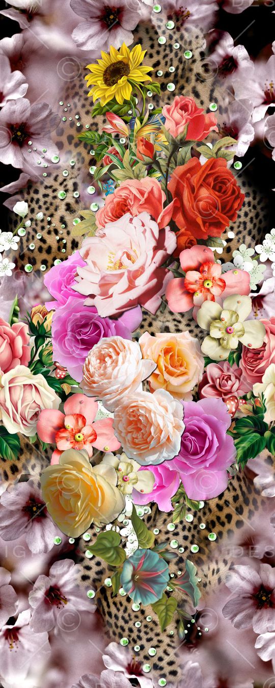 花卉组合印花华亿平台图片