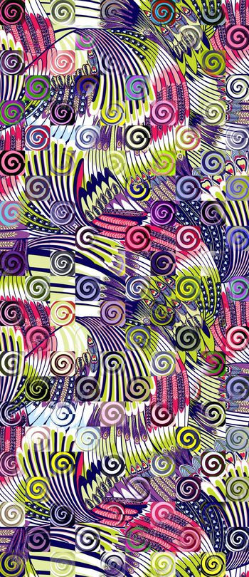 413135-凤凰羽毛飞扬旋转回旋几何纹理女装衬