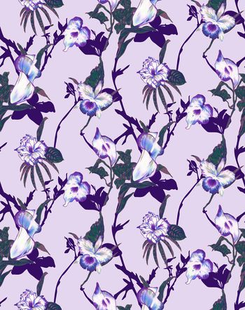 413144-缠枝植物花卉印花壁纸地毯服装华亿平台家