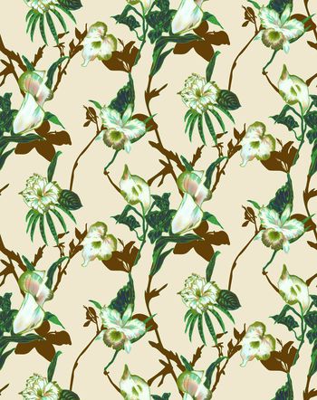 413147-缠枝植物花卉印花壁纸地毯服装华亿平台家