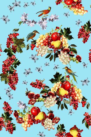 复古花鸟印花华亿平台图片