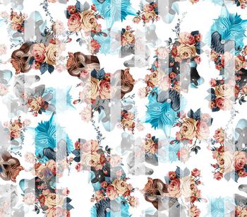 413255-时尚流行3D动物头像花瓣条纹组合印