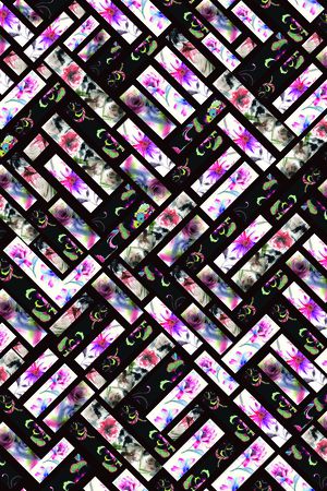 家纺  砖块几何 花卉印花华亿平台图片