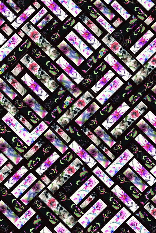 家纺  砖块几何 花卉印花华亿平台图片