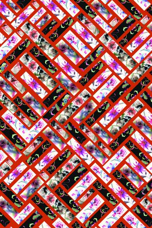 家纺  砖块几何 花卉印花华亿平台图片