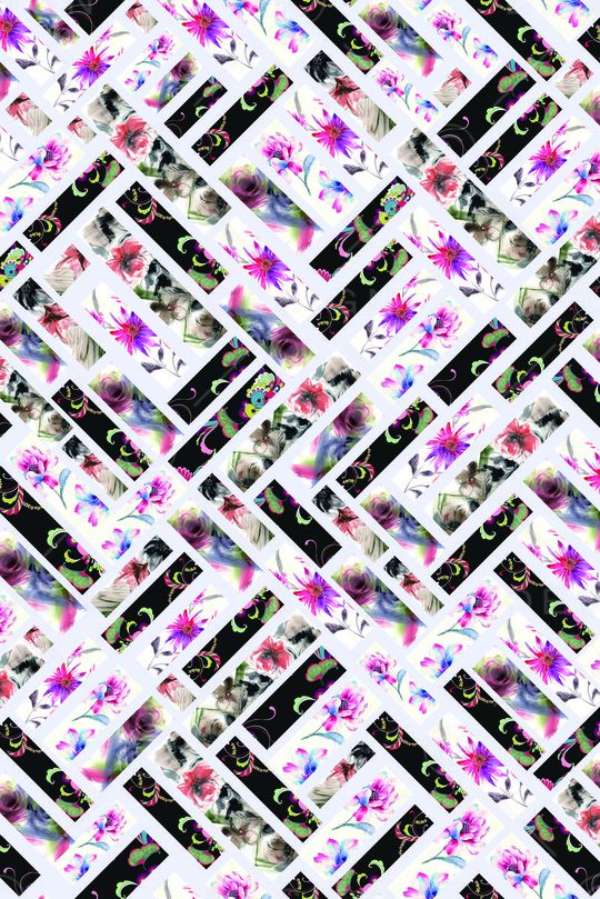 家纺  砖块几何 花卉印花华亿平台图片