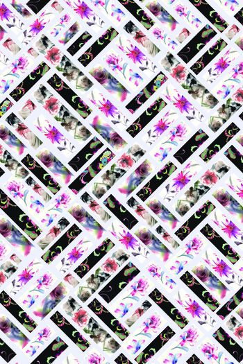 413692-  家纺  砖块几何 花卉 