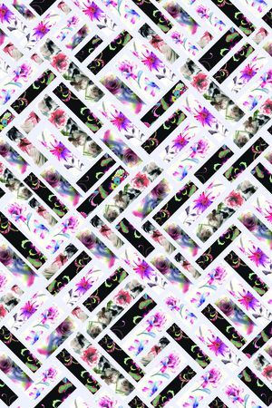 家纺  砖块几何 花卉印花华亿平台图片