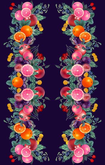 413911-欧美大牌风格热带风情水果组合定位女