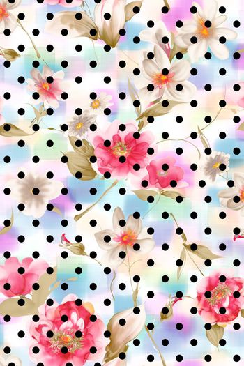 414420-手绘水彩花卉几何圆点波点跳接女装衬