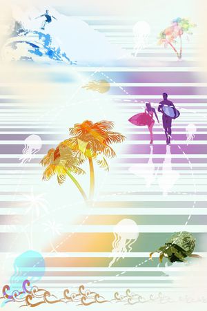 热带风情印花华亿平台图片