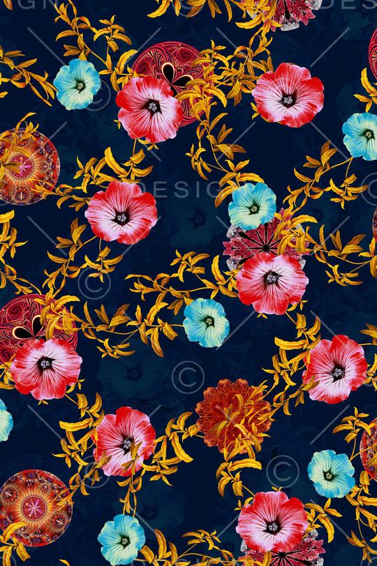 欧式圆盘图案印花华亿平台图片