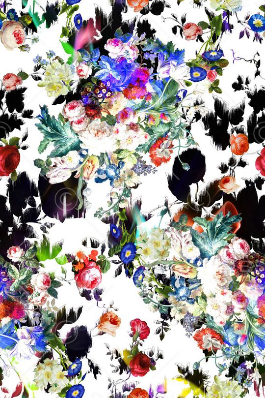 夏季数码 抽象女装花卉印花华亿平台图片