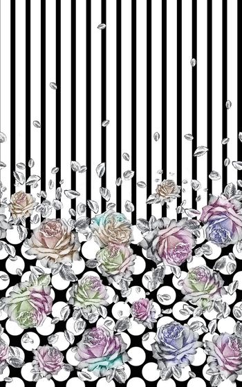 415487-波点条纹双边定位手绘玫瑰图