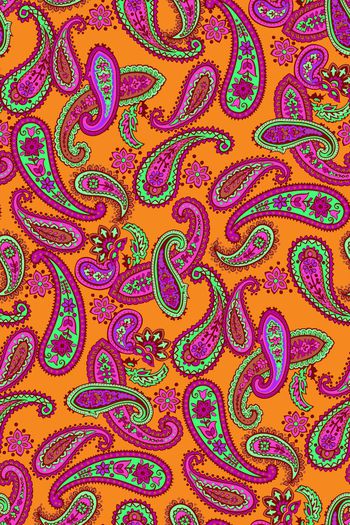 415501-传统手绘佩斯利涡旋纹火腿纹腰果民族