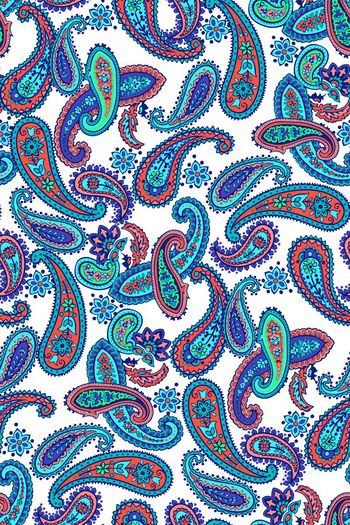 415503-传统手绘佩斯利涡旋纹火腿纹腰果民族