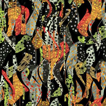 415568-动物羽毛拼接豹纹圆点几何圆点组合女