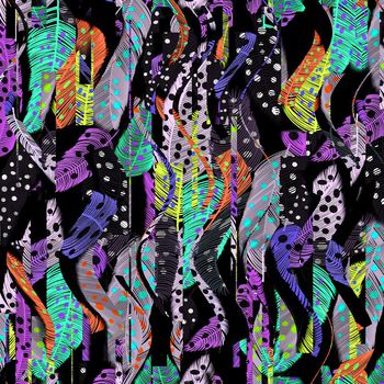 415569-动物羽毛拼接豹纹圆点几何圆点组合女