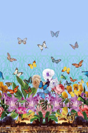 定位 二房连续 风景花卉组合印花华亿平台图片