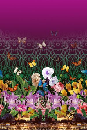 定位 二房连续 风景花卉组合印花华亿平台图片