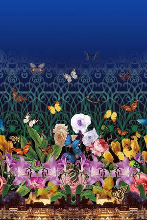 定位 二房连续 风景花卉组合印花华亿平台图片