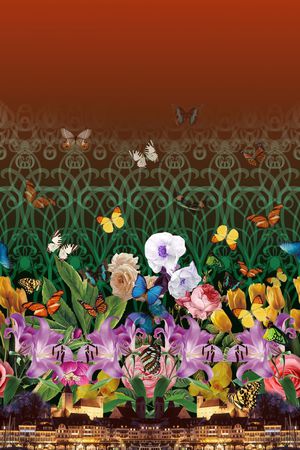 定位 二房连续 风景花卉组合印花华亿平台图片