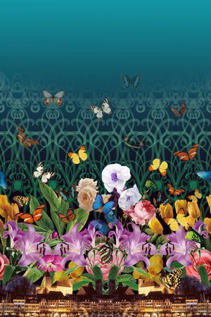 定位 二房连续 风景花卉组合印花华亿平台图片