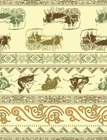 马车 中国元素印花华亿平台图片