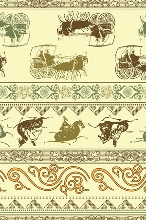 马车 中国元素印花华亿平台图片