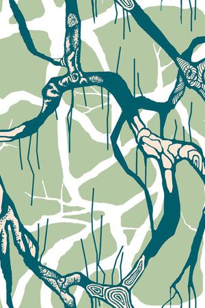 树根 树枝印花华亿平台图片