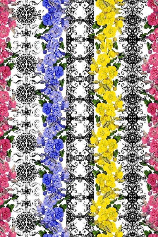 黑白图案纹样印花华亿平台图片