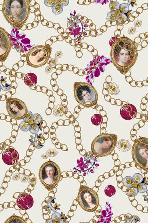 链条 项链 珠宝 油画印花华亿平台图片