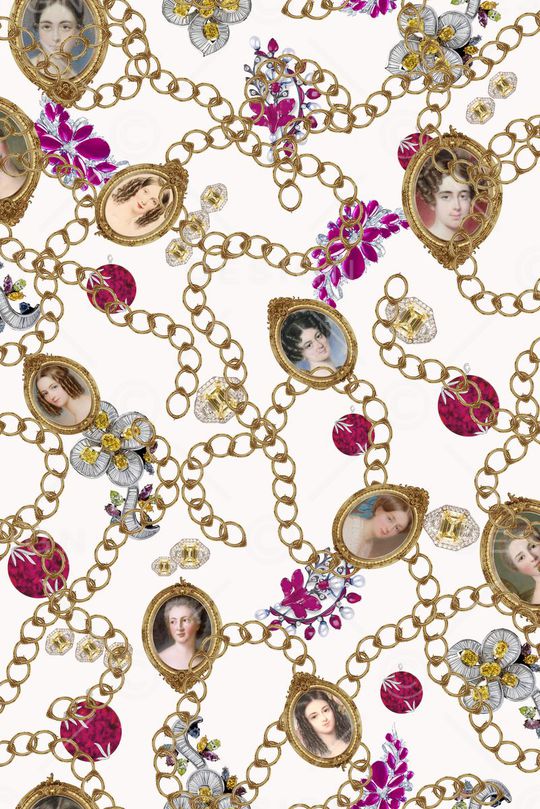 链条 项链 珠宝 油画印花华亿平台图片